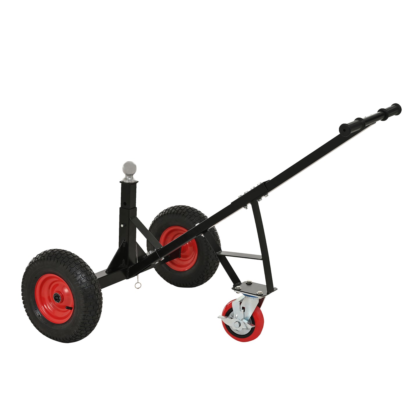 Versatile Heavy Duty Tri-Wheels 800lbs Trailer Dolly Load Capacity, Trailer Mover, with 2' Hitch Ball, 18''-25'' Adjustable Height. Moving Trailer, RV,Boat, Farming Equipments, Black
