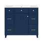 Transitional Blue Bathroom Vanity with Ceramic Sink, Solid Wood Frame, Soft Close Doors, Adjustable Shelves, 36'