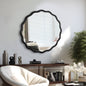 Solid Wood Wavy Mirror-Black Mirror Wall Decor 31' x 31' Modern Mirror Wall Decor for Bathroom, Bedroom, Living Room, Dining Room, Cloakroom, Entryway