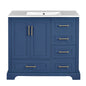 Traditional 36-Inch Bathroom Vanity with Ceramic Sink, Blue Cabinet with Soft Close Doors and Drawers