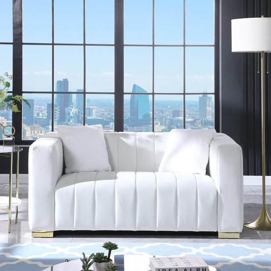 A modern  channel sofa  take on a traditional Chesterfield,White color,loveseater