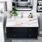 43 Inch Marble Vanity Top, Bathroom Vanity Top with Undermount Rectangular Middle Sink and 4' Height Backsplash, Pre-Drilled  Faucet Hole  Vanity Top, Carrara white with veins
