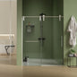 56'-60'W x 76'H Frameless Shower Door, Sliding Shower Door, Premium 5/16'(8mm) Thick Tempered Glass Shower Enclosure with Towel Bar ,Double Side Easy Clean Coat,Brushed Nickel Finished With Buffer