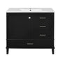 Modern 36' Black Bathroom Vanity with Solid Pine Frame, Soft Close Door and Drawers, Elegant Storage Cabinet
