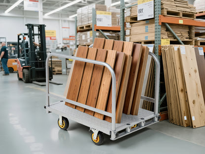 2-in-1 Steel Panel Truck Cart 2200 LBS, Heavy Duty Platform Truck Carts with 4 Side Handrails, Flatbed Lumber Cart Drywall Carts with 4x6' Rubber Swivel Casters for Loading and Storage
