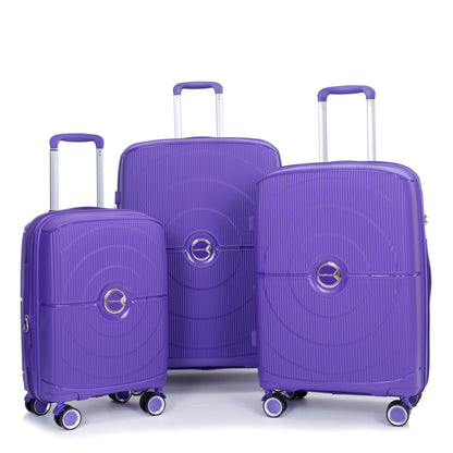 Expandable Hardshell Suitcase Double Spinner Wheels PP Luggage Sets Lightweight Durable Suitcase with TSA Lock,3-Piece Set (20/24/28) , Purple-NEW SKU W284P197041/W284P197039