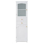 Modern Tall Bathroom Storage Cabinet with Glass Doors, Two Drawers, Adjustable Shelves, Made of MDF with White Painted Finish, 17.76'W x 14.21'D x 62.99'H