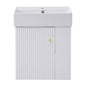 Modern Floating Bathroom Vanity with Ceramic Basin and Right Side Storage - 21.6 inch, White, MDF and Ceramic