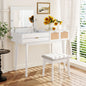 43.3' Classic Wood Makeup Vanity Set with Flip-top Mirror and Stool, Dressing Table with Three Drawers and storage space, White