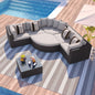 GO 7-piece Outdoor Wicker Sofa Set, Rattan Sofa Lounger, With  Colorful Pillows, Conversation Sofa, For Patio, Garden, Deck, Brown Wicker