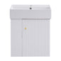 Modern Floating Bathroom Vanity with Ceramic Basin, Left Side Storage, White, 21.6 inches