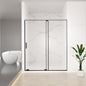 56-60' W x 72' H Semi-Frameless Sliding Shower Door, 5/16'(8mm) Clear SCGG Tempered Glass, Matte Black Finish, Cut Adjustable Width 4'