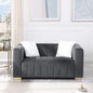 A modern  channel sofa  take on a traditional Chesterfield,Grey color,loveseater
