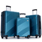 3 Piece Luggage Sets PC+ABS Lightweight Suitcase with Two Hooks, Spinner Wheels, (20/24/28) Dark Blue