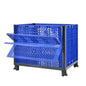 Collapside Bulk Container with mesh walls total capacity of 600 lbs Stacks up to 4 high for a total of 2000 lbs and includes 4 feet for stacking,blue