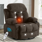 Swinging recliner massage heated sofa, with USB and 2 cup holders in side pockets, (Brown )