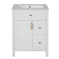 Elegant 24-Inch Bathroom Vanity with Ceramic Sink, Soft Close Doors and Drawers, Double Storage Racks, White ,Solid Wood MDF
