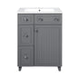 Transitional Gray Bathroom Vanity Cabinet with Ceramic Sink, 2 Drawers, 1 Soft-Close Door
