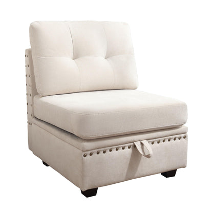Vintage Modular Sectional Sofa, Convertible Multiple Combination Sofa Couch with Storage, Memory Foam, Vintage Copper Nail Modular Sectionals M-Middle Module Beige (1 middle stool)