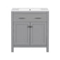 Modern Gray 30' Bathroom Vanity with Ceramic Sink and Soft Close Doors