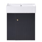 Modern Floating Bathroom Vanity with Ceramic Basin and Left Side Storage - Black, MDF, 21.6 inches