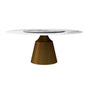59' Marble Round Dining Table, Sintered Stone Round Dining Table with Stainless Steel Cone Base, Sturdy Dining Table for Kitchen Dining Room for 4-6 people-Bronzed Base