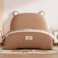 Twin Size Upholstered Platform Bed with Bear-shaped Headboard and Footboard,Brown+White