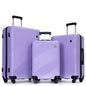 3 Piece Luggage Sets PC+ABS Lightweight Suitcase with Two Hooks, Spinner Wheels, (20/24/28) Light Purple
