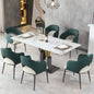 Modern Dining Table , White Dining Table Sintered Stone Dining Table Top with stainless steel base, 71 inch Modern Luxury White Rectangular Dining Table(6 chairs)