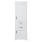 Modern White Freestanding Bathroom Vanity 71-inch Tall with Damping-Hinge Doors, Adjustable Shelves, and Black Metal Handles, Made of Laminated PB and MDF