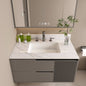 37 Inch Marble Vanity Top, White Vanity Top with 3 Pre-drilled Faucet Holes, Bathroom Vanity Top with Undermount Rectangular Middle Sink and 4' Height Backsplash,  Bianco Carrara Venato