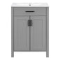 Modern Bathroom Vanity Combo with Ceramic Sink, Space-Saving Design, Grey, Solid Wood & MDF, 24.2'W*18.3'D*34'H