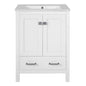 48-Inch Transitional Bathroom Vanity with Integrated Ceramic Undermount Sinks, Soft-Close Doors, Divided Drawer, and Double-Layer Shelf in White Finish