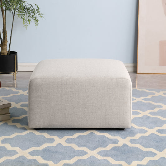 Sofa Ottoman, No Assembly Required, Beige Chenille Fabric  29.92' L × 29.92' W × 16.73' H (Length × Width × Height)