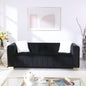 A modern  channel sofa  take on a traditional Chesterfield,Black color,3 seater