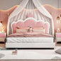 Full size Upholstered Princess Bed With Crown Headboard,Full Size Platform Bed with Headboard and Footboard, White+Pink(Old SKU:WF303337AAK)