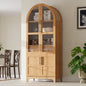 K&K 71' Tall Arched Kitchen Pantry Cabinet with Door Shelves, Farmhouse Kitchen Storage Cabinet with Open & Adjustable Shelves, Hidden Drawer & Glass Door, Cupboard for Kitchen, Dining Room, Natural