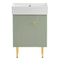 Modern Green Bathroom Vanity with Ceramic Sink and Right Side Storage, MDF Cabinet with Gold Legs, 21.6' W x 12.2' D x 33.9' H
