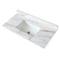 43 Inch Marble Vanity Top, Bathroom Vanity Top with Undermount Rectangular Middle Sink and 4' Height Backsplash, Pre-Drilled 8 Inch Faucet Hole Spread Vanity Top, Carrara white with veins