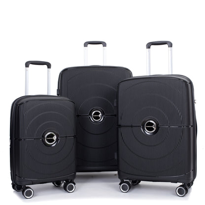 Expandable Hardshell Suitcase Double Spinner Wheels PP Luggage Sets Lightweight Durable Suitcase with TSA Lock,3-Piece Set (20/24/28) ,Black-NEW SKU W284P197041/W284P197039