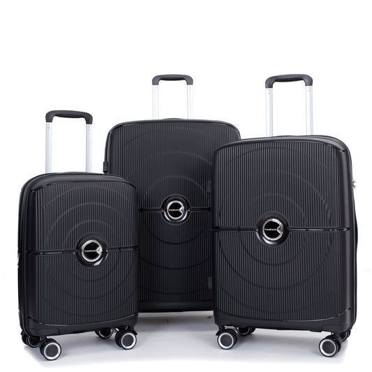 Expandable Hardshell Suitcase Double Spinner Wheels PP Luggage Sets Lightweight Durable Suitcase with TSA Lock,3-Piece Set (20/24/28) ,Black-NEW SKU W284P197041/W284P197039
