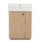 Modern 21.6' Bathroom Vanity with Ceramic Sink and Freestanding Wood Grain Cabinet featuring Left Door