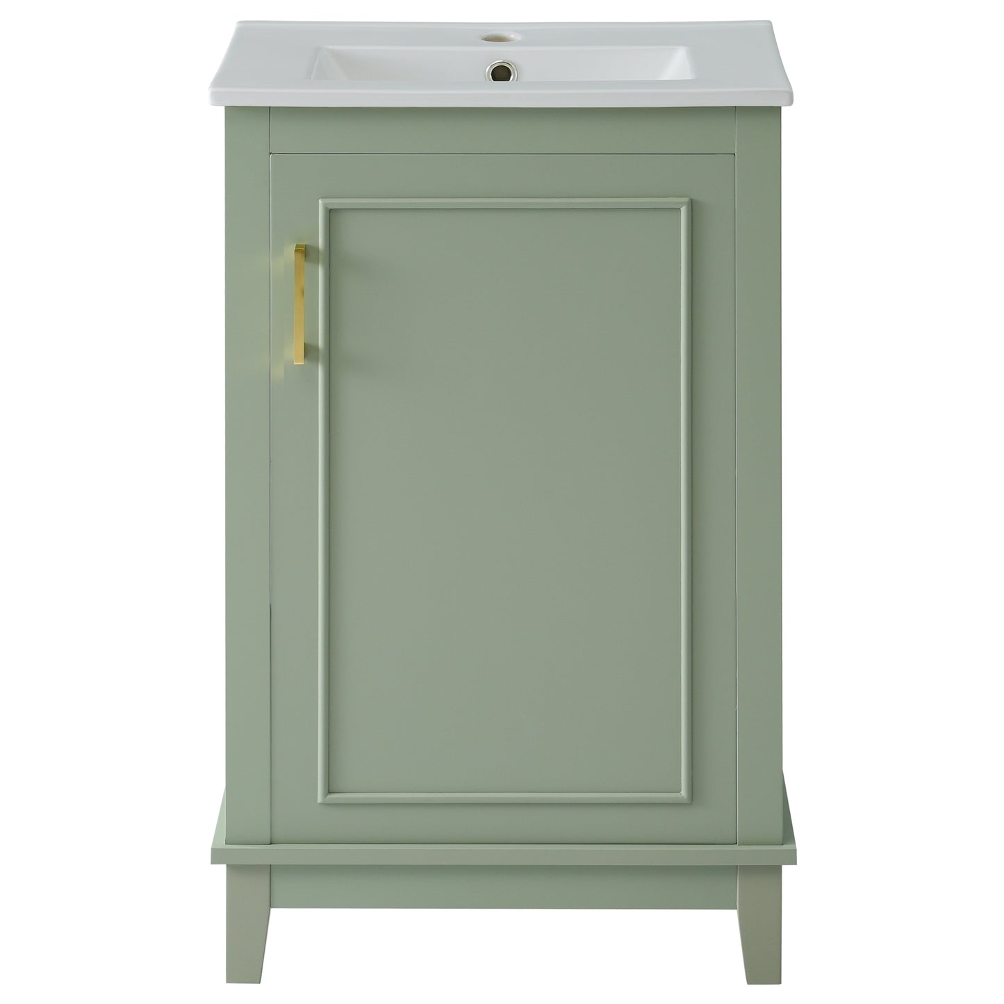 Viedo Modern Small Bathroom Vanity Cabinet with Ceramic Basin, Green, Solid Wood+MDF, 20*14.5*33.3 Inches