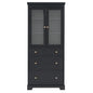 Modern Freestanding Tall Bathroom Cabinet with Adjustable Shelves, Drawers, Soft Close Glass Doors, Black MDF, 70.1'