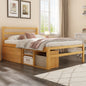 Full Size Wood Platform Bed with Removable Storage Shelves, Built-in Two Storage Drawers for Added Convenience, Natural