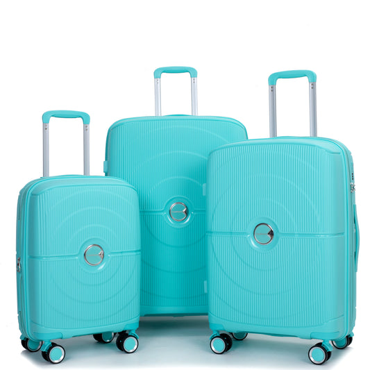 Expandable Hardshell Suitcase Double Spinner Wheels PP Luggage Sets Lightweight Durable Suitcase with TSA Lock,3-Piece Set (20/24/28) , Lake Blue-NEW SKU W284P197041/W284P197039
