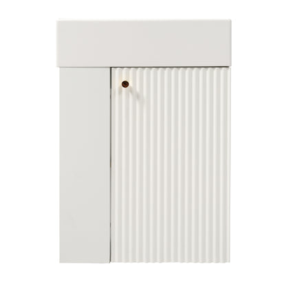 Modern Floating Bathroom Vanity with Resin Basin, Left Side Storage, 18.5 inch, White MDF