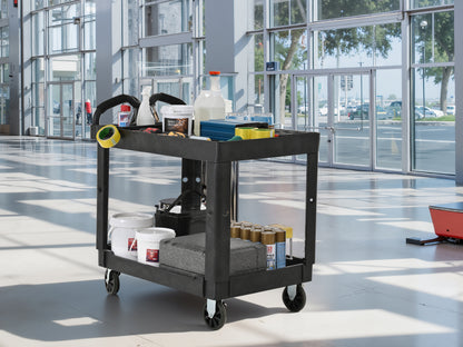 New Type Large and heavy duty Tray Top Service Cart with Wheels, Multipurpose use for indoor and outdoor,total capacity of 550 lbs,with 5-inch non-marking thermoplastic rubber casters (2 with brake)